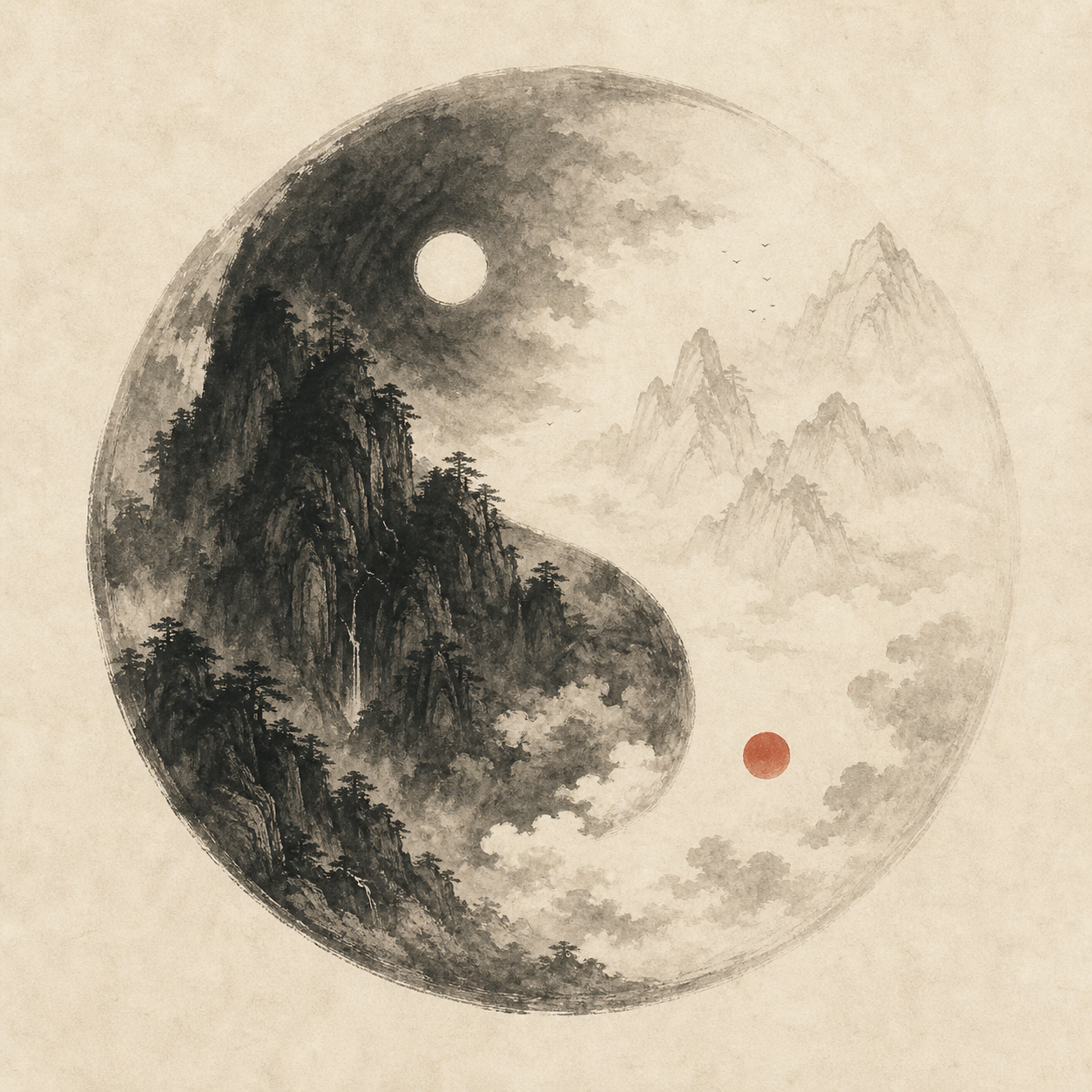 实山与虚山相生的阴阳虚实意象